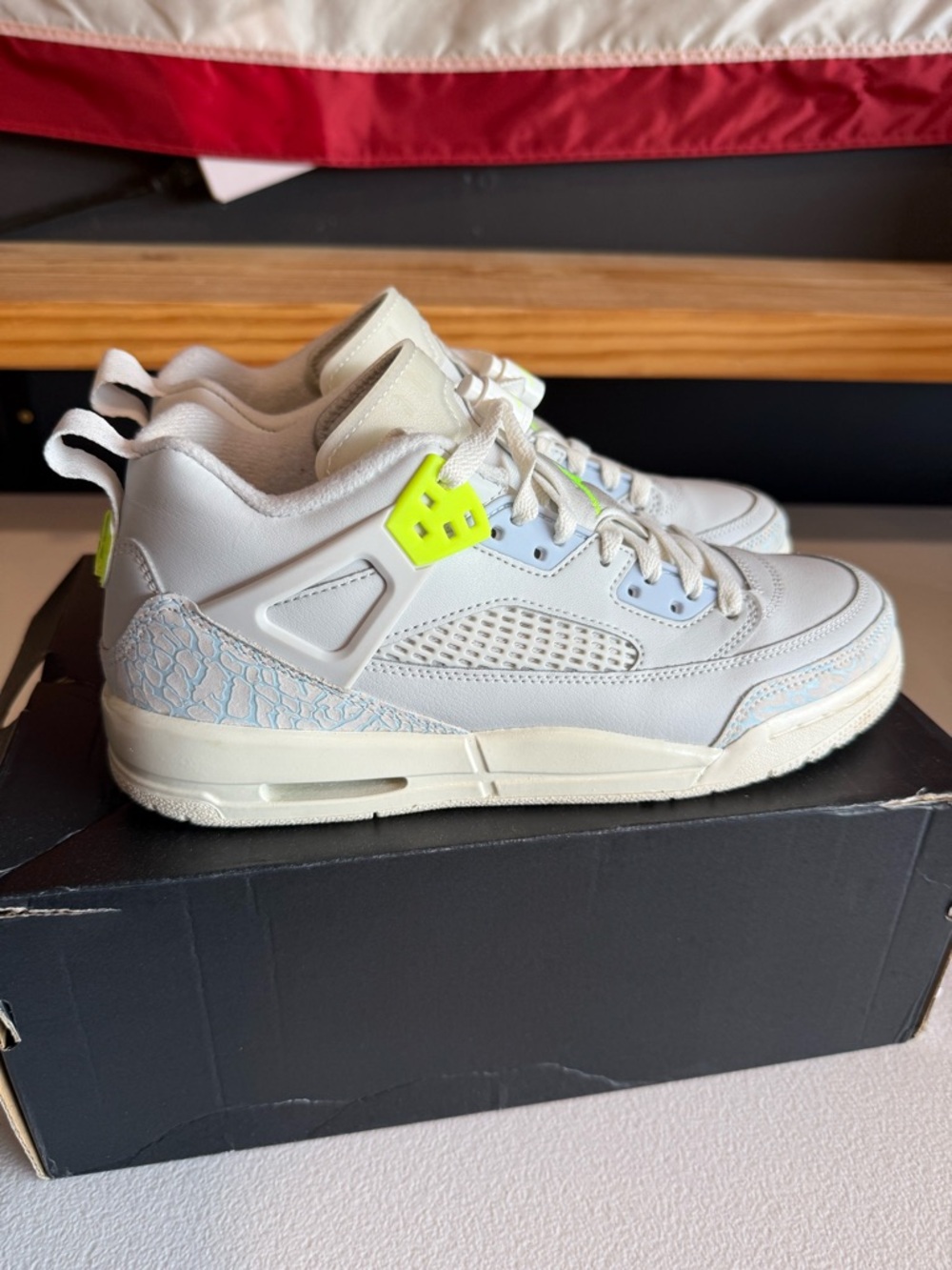 Jordan Kids White Sneakers with Neon Yellow Accents